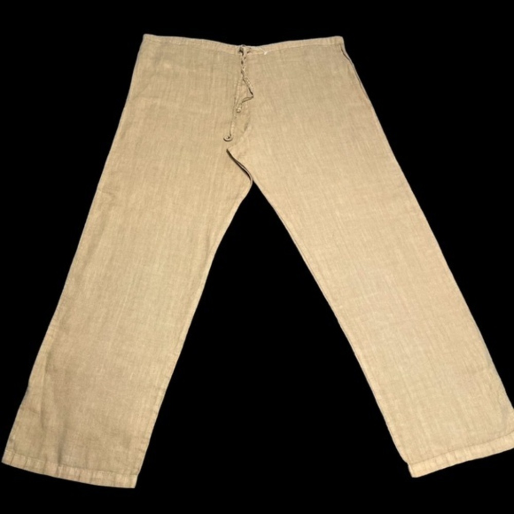 BDg Brown XL Straight Leg Drawstring Linen Pant in EUC Made in USA